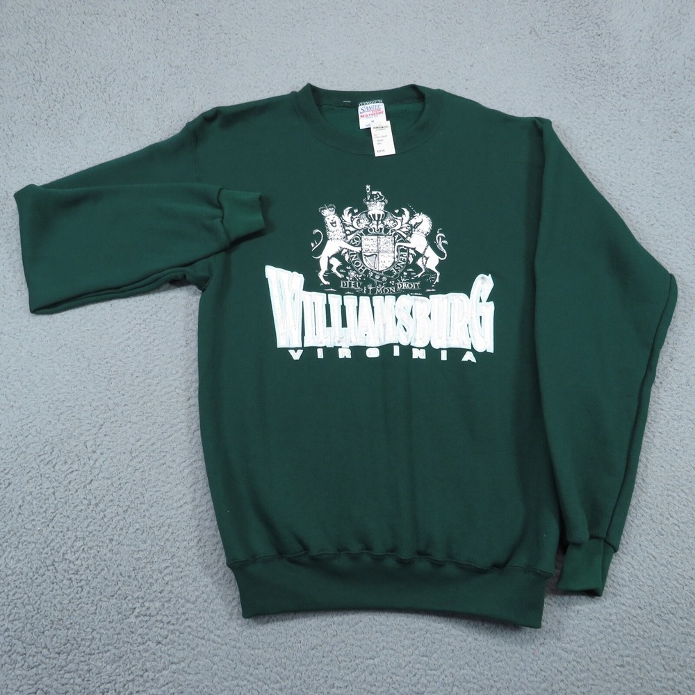 Vintage Santee Williamsburg Virginia Puff Print Sweatshirt Mens Medium Green USA